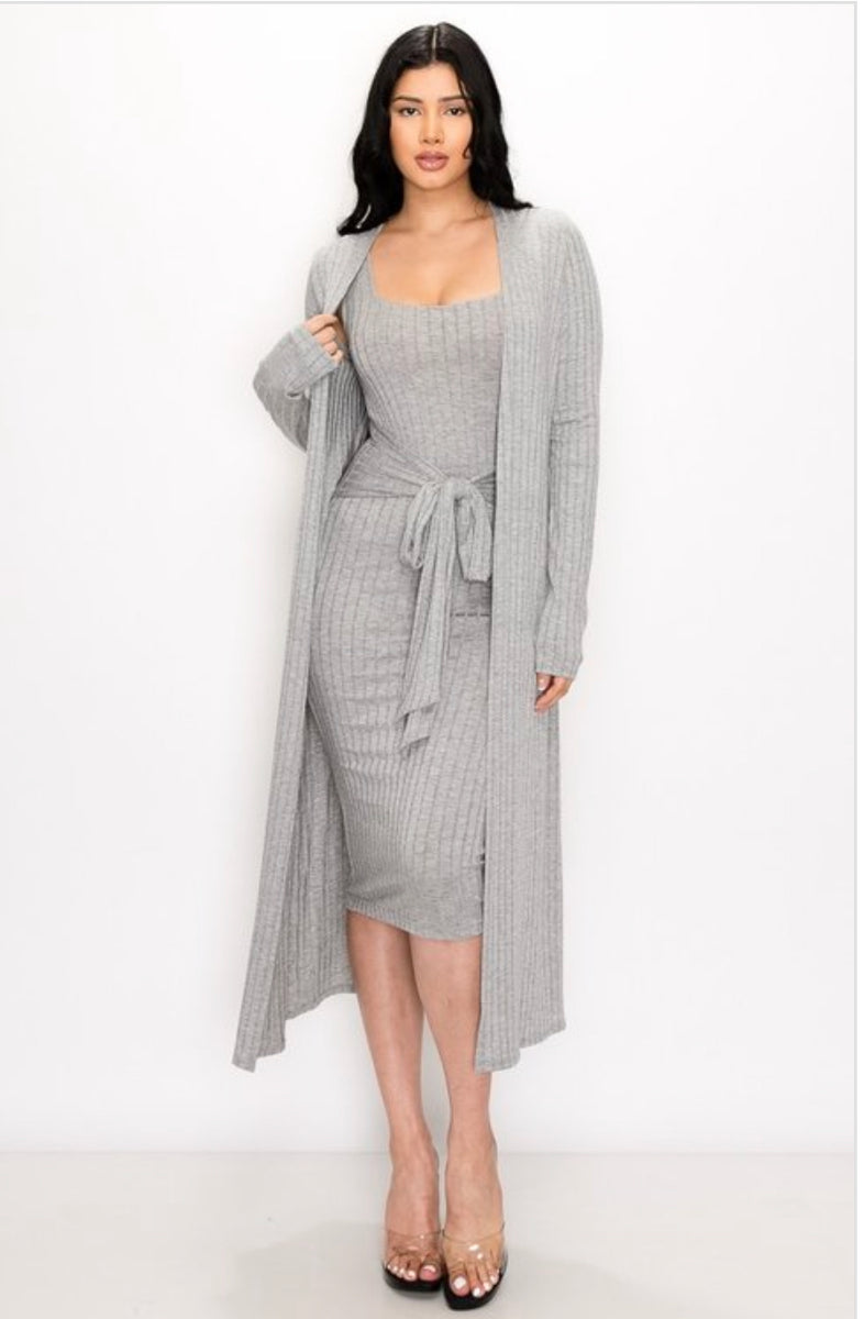 【miichan品】Ribbed Knit Dress Miu Miu Ribbed Knit Jersey Dress | Grey | FARFETCH