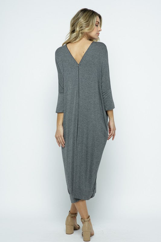 oversized knitted midi dress Grey Cabled Knit Oversized Midi Dress
